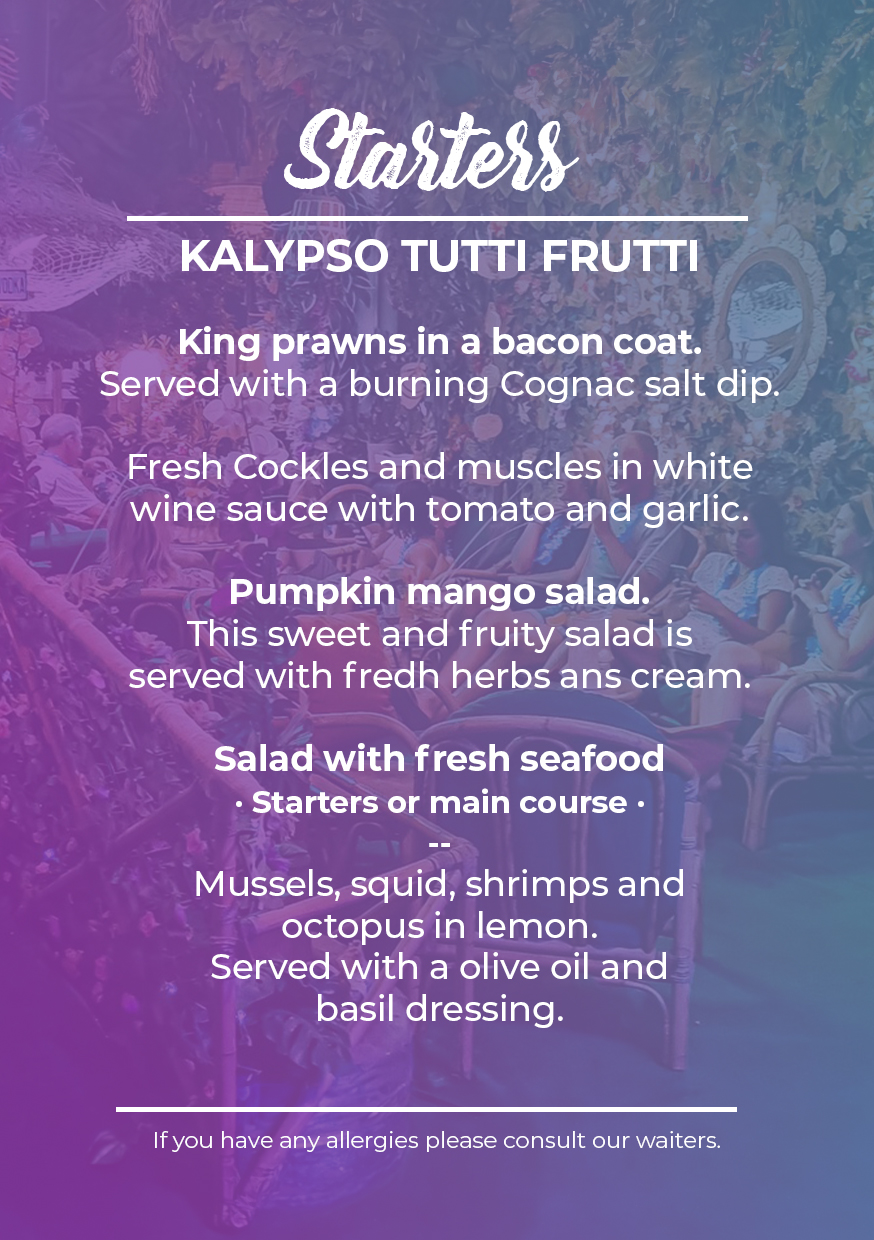 Menu kalypso tutti frutti