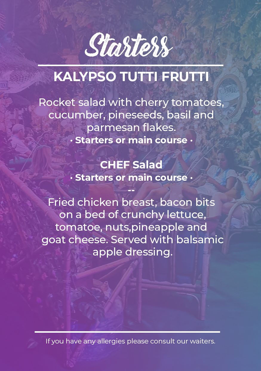 Menu kalypso tutti frutti